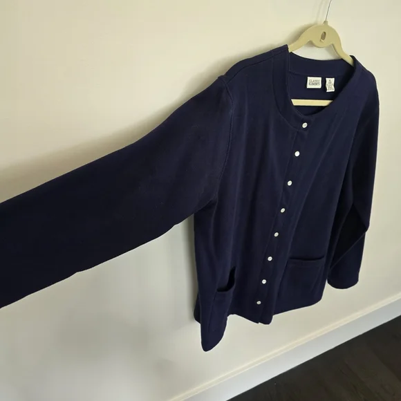 Classic Elements Navy Blue Snap Front Sweatshirt Cardigan Sweater XL - Picture 4 of 6